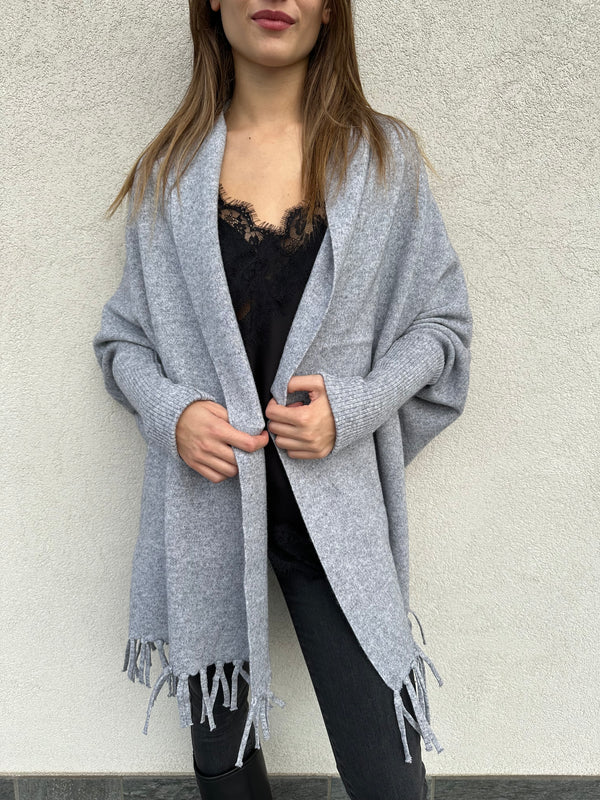 Cardigan frange grigio - VICOLO