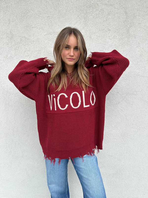 Maglione cappuccio RUBINO - VICOLO