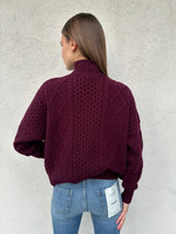 Maglione trecce BORDEAUX - VICOLO