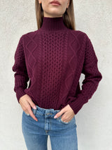 Maglione trecce BORDEAUX - VICOLO