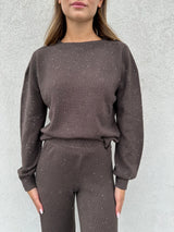 Maglia paillettes CIOCCOLATO - HINNOMINATE