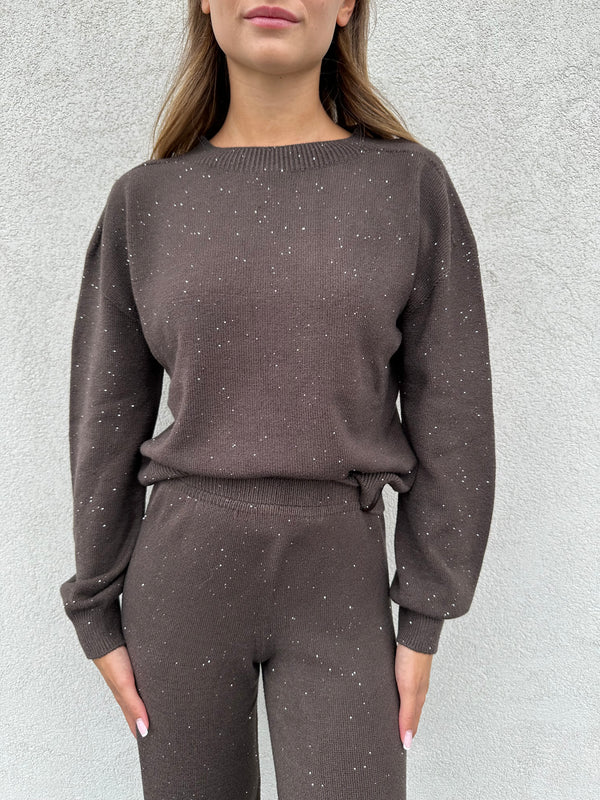 Maglia paillettes CIOCCOLATO - HINNOMINATE