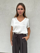 T-shirt lucida V panna - VICOLO