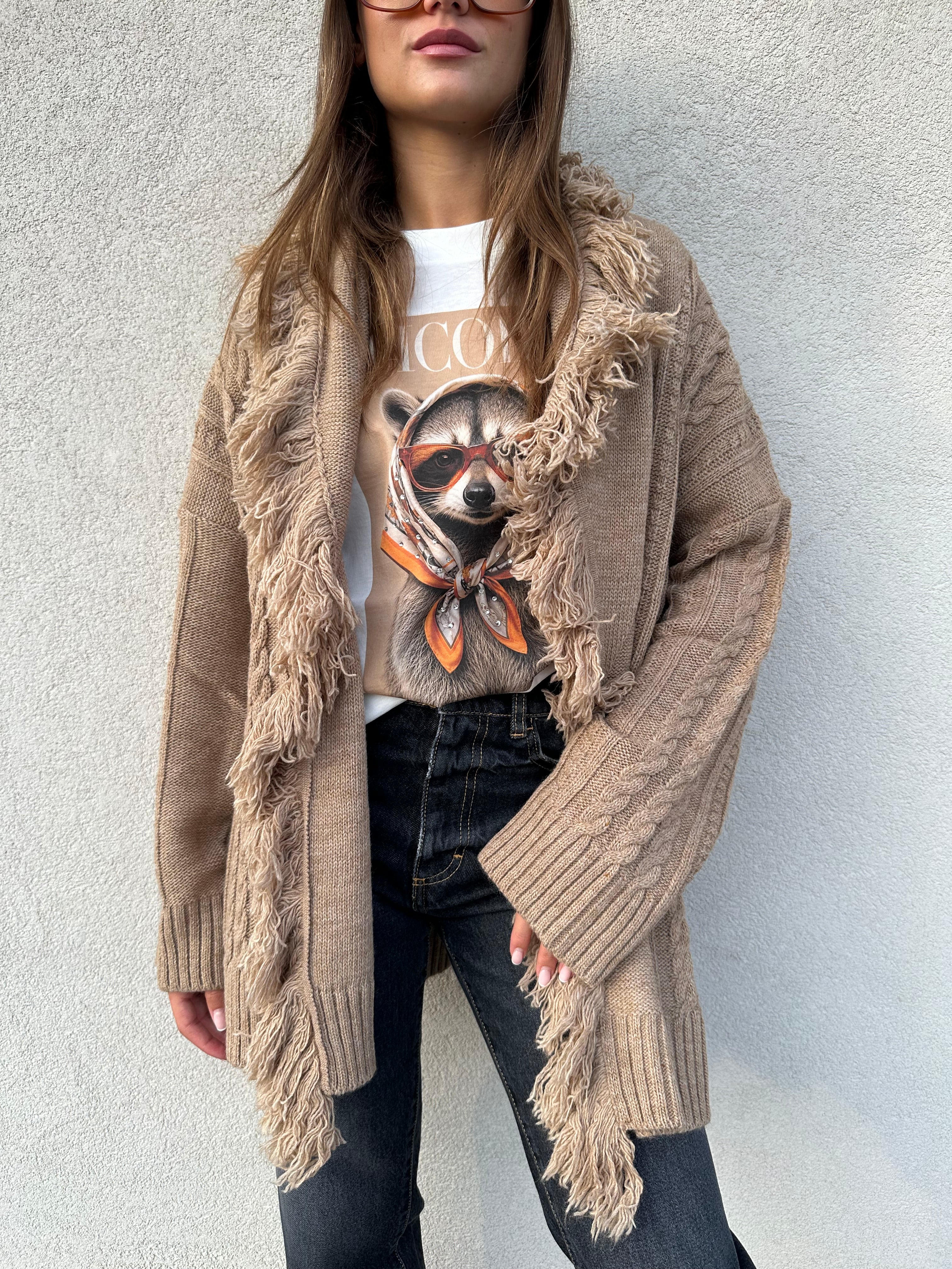 Cardigan trecce CARAMEL - KONTATTO
