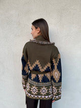Cardigan jacquard frange - KONTATTO
