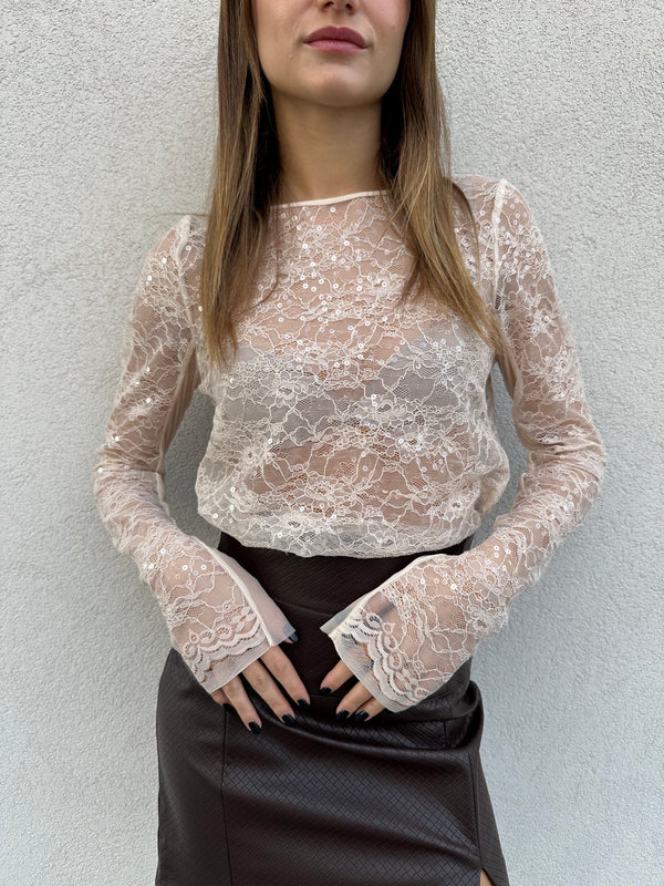 Maglia pizzo paillettes - PATRIZIA PEPE