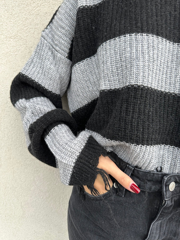 Maglione rotture NERO/GRIGIO - VICOLO