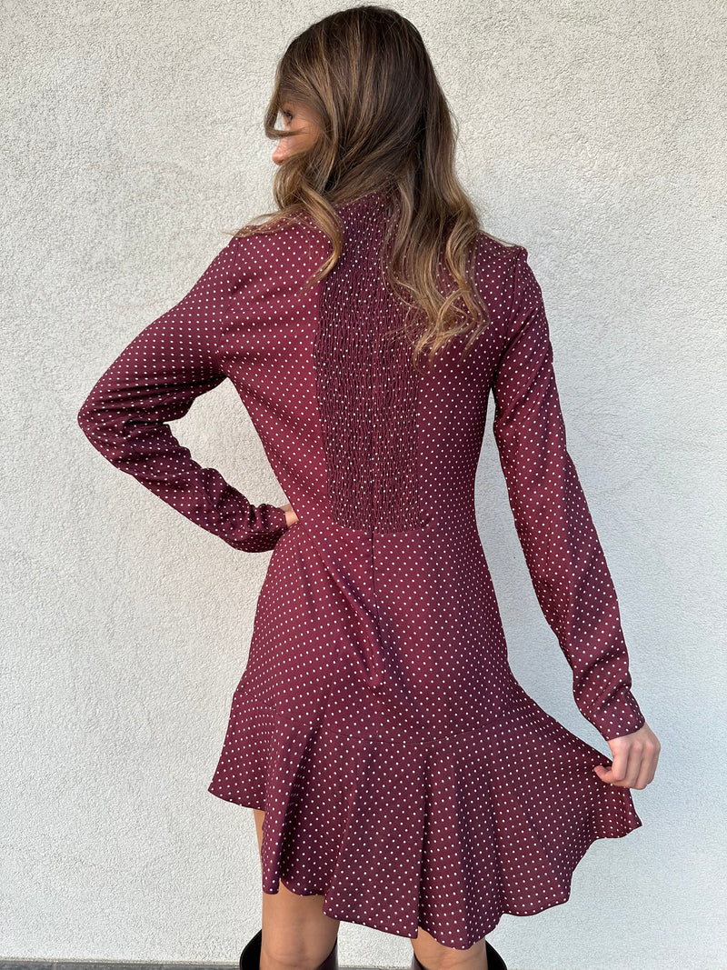 Abito ASTRID pois bordeaux - MAR DE MARGARITAS