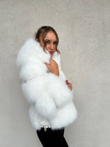 Ecopelliccia cappuccio BIANCA - YES LONDON