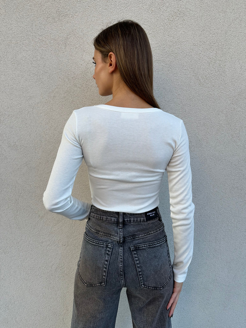 Maglia scollo a V BIANCA - VICOLO