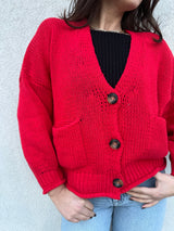 Cardigan cotone ROSSO - VICOLO