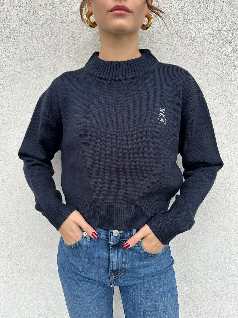 Maglione crop BLU - PATRIZIA PEPE