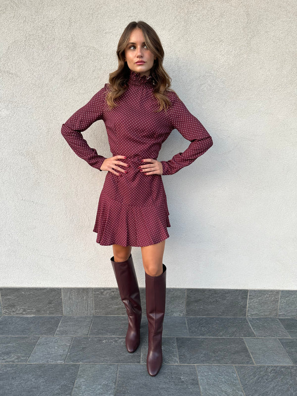 Abito ASTRID pois bordeaux - MAR DE MARGARITAS