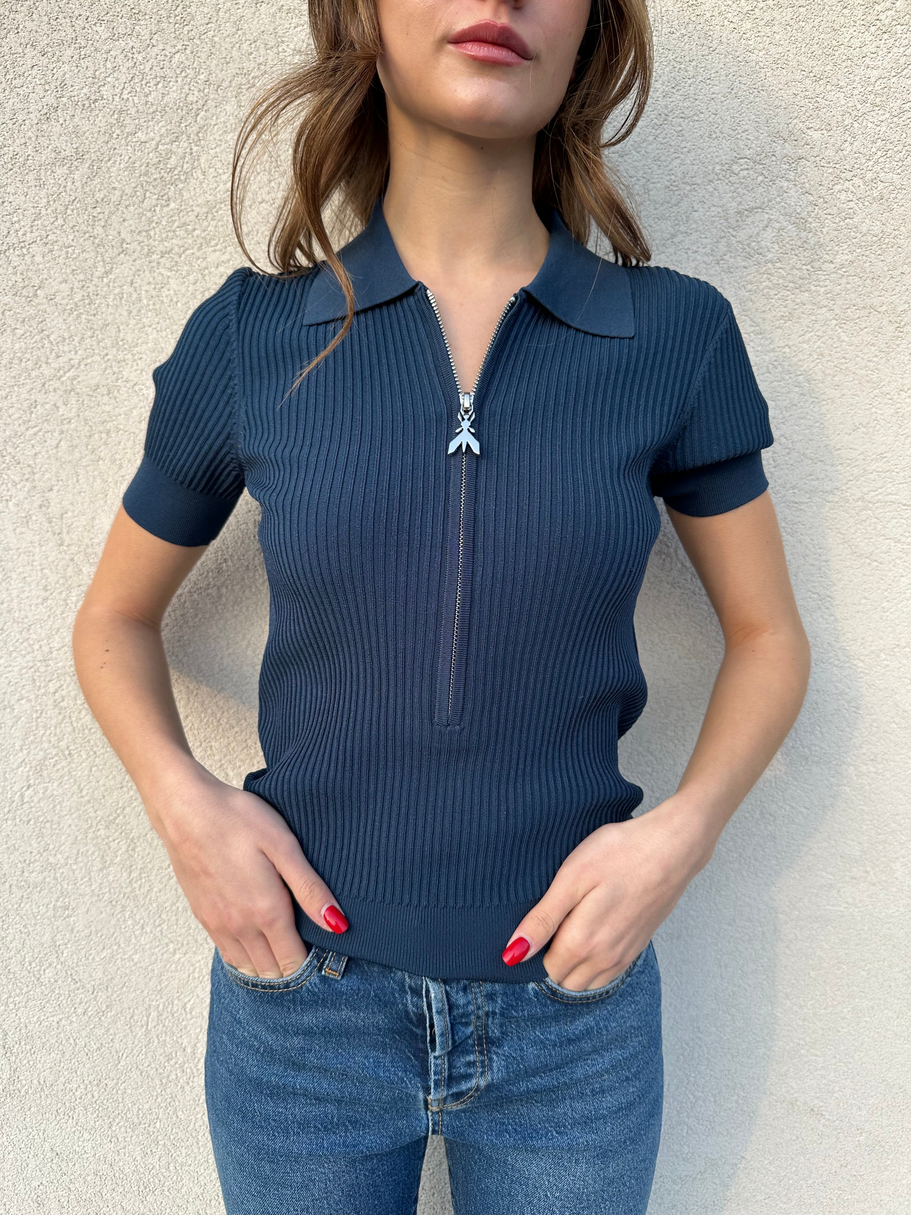 Polo zip BLU - PATRIZIA PEPE