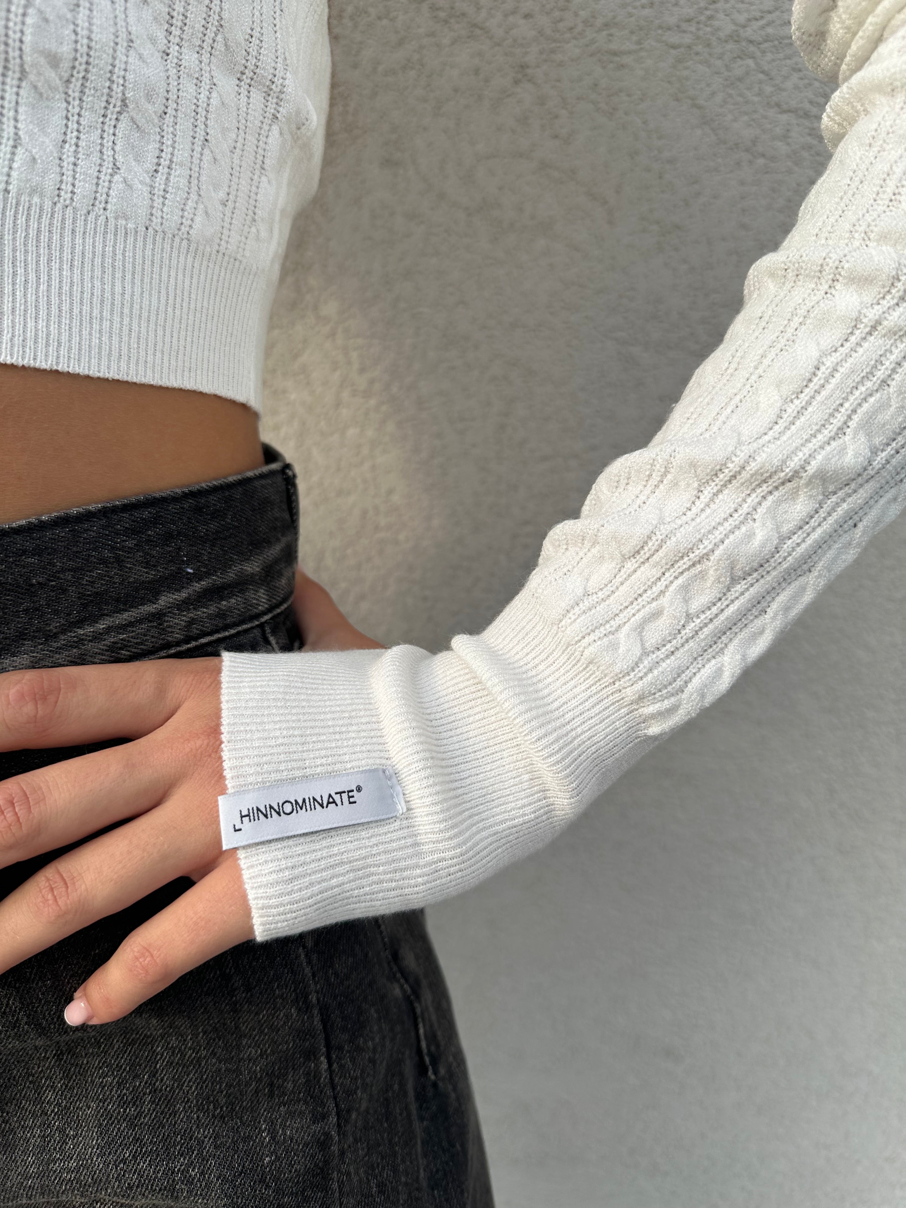 Maglia crop treccine BIANCA - HINNOMINATE
