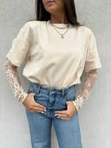 T-shirt maniche pizzo VANIGLIA - VICOLO