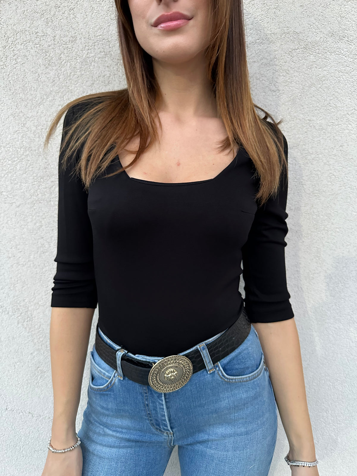 Body scollo squadrato NERO - SILENCE LIMITED