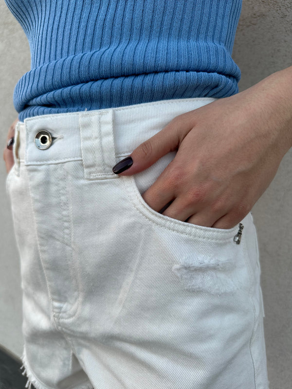 Shorts in denim bianco - PATRIZIA PEPE