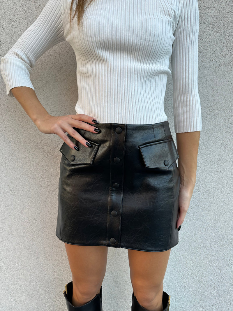 Gonna mini ecopelle NERA - PATRIZIA PEPE