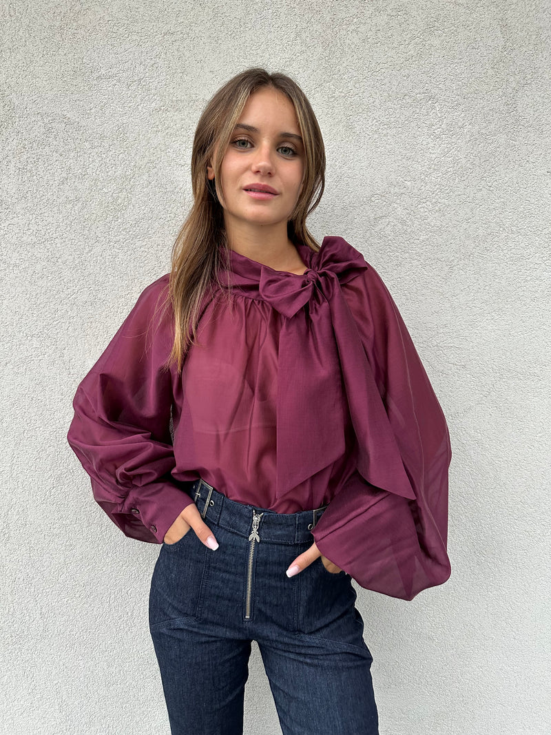 Camicia fiocco BORDEAUX - VICOLO
