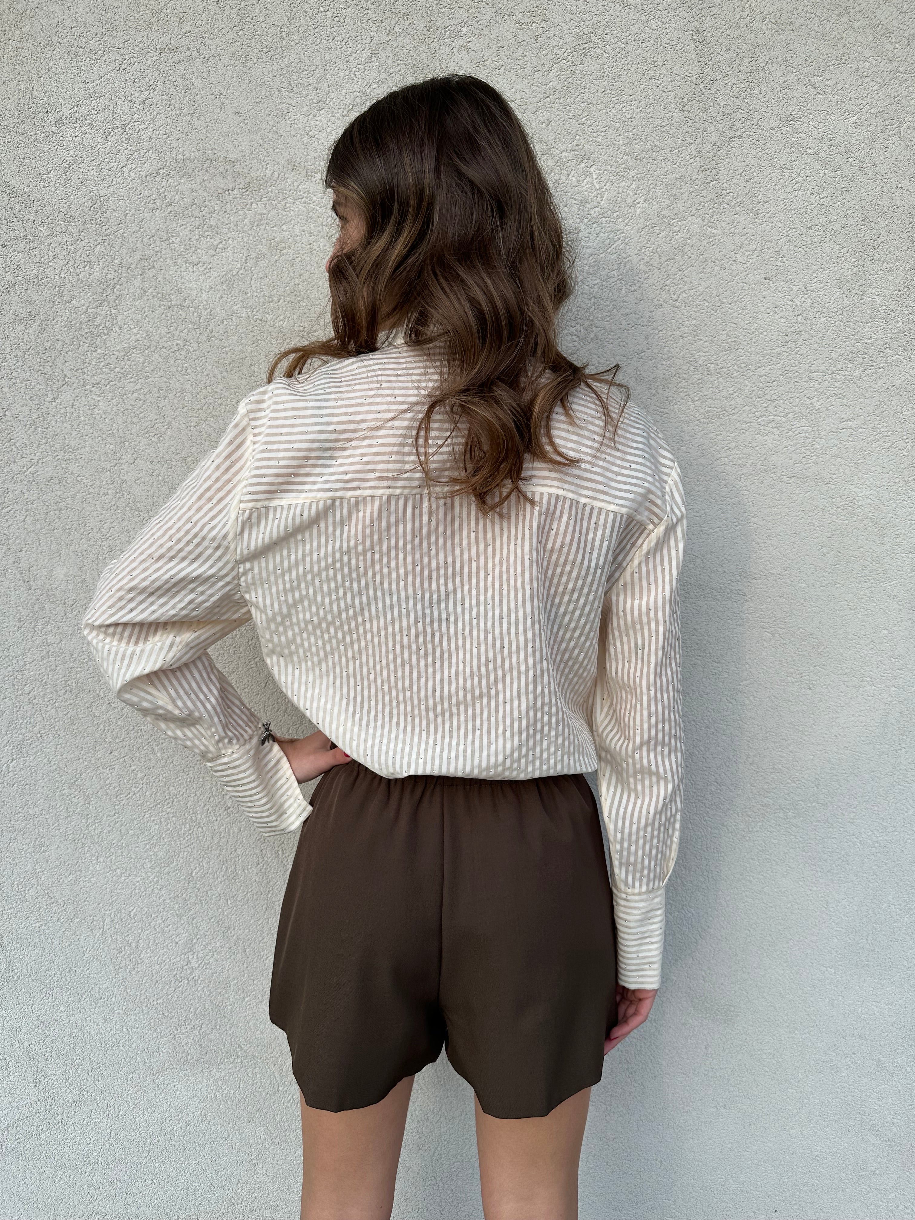 Camicia rigata strass BURRO - PATRIZIA PEPE