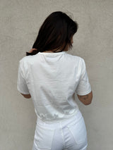 T-shirt crop pizzo BIANCA - PATRIZIA PEPE