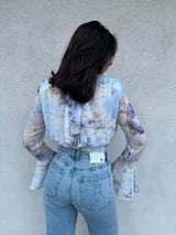 Camicia PEONY fiore azzurro - SILENCE LIMITED