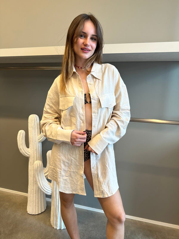 Camicia lino tasche  BEIGE - HINNOMINATE