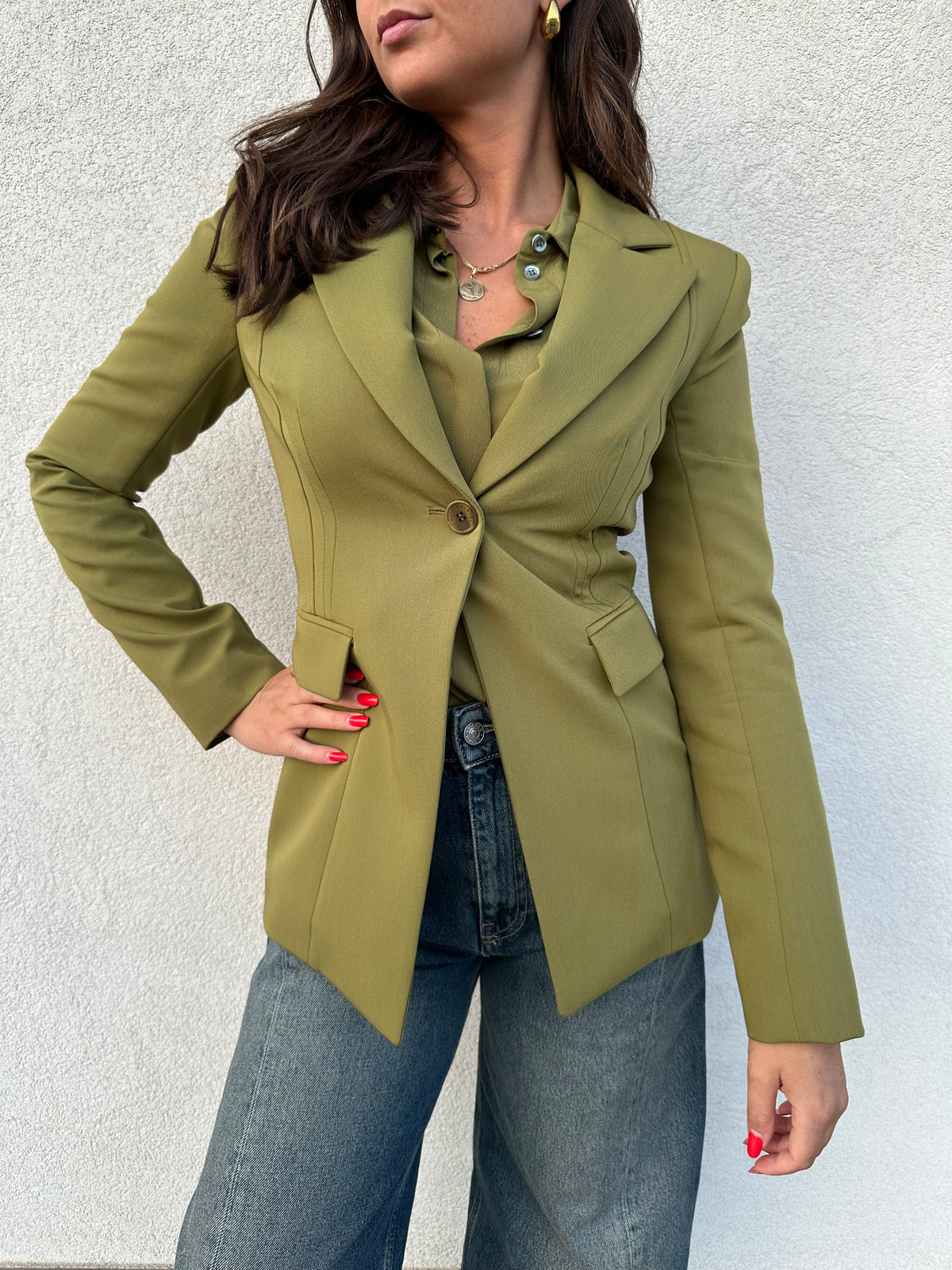 Giacca slim VERDE OLIVA - PATRIZIA PEPE