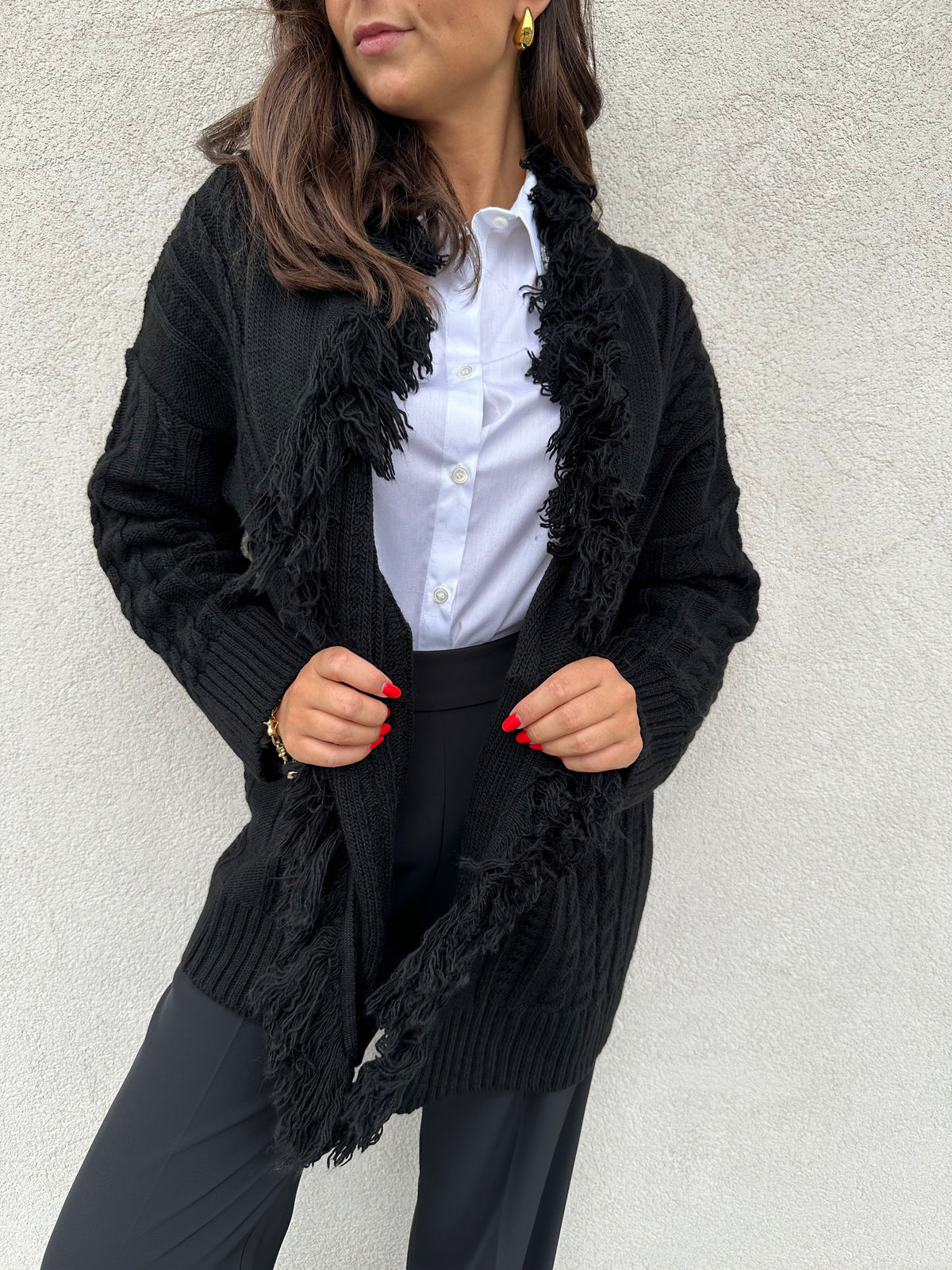 Cardigan trecce NERO - KONTATTO