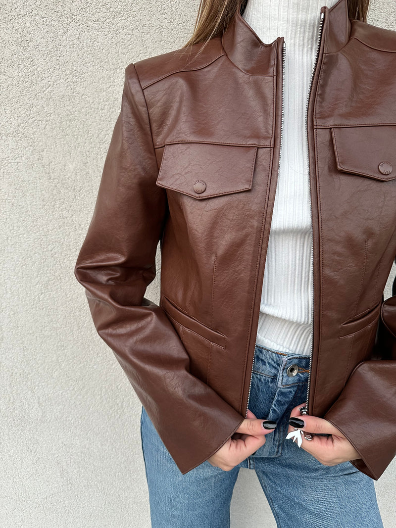 Giubbino ecopelle COGNAC - PATRIZIA PEPE