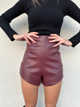 Pantaloncino ecopelle BORDEAUX - SILENCE LIMITED