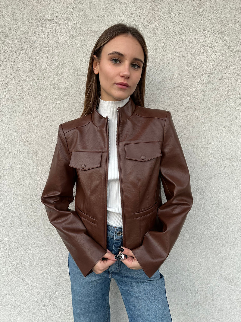 Giubbino ecopelle COGNAC - PATRIZIA PEPE