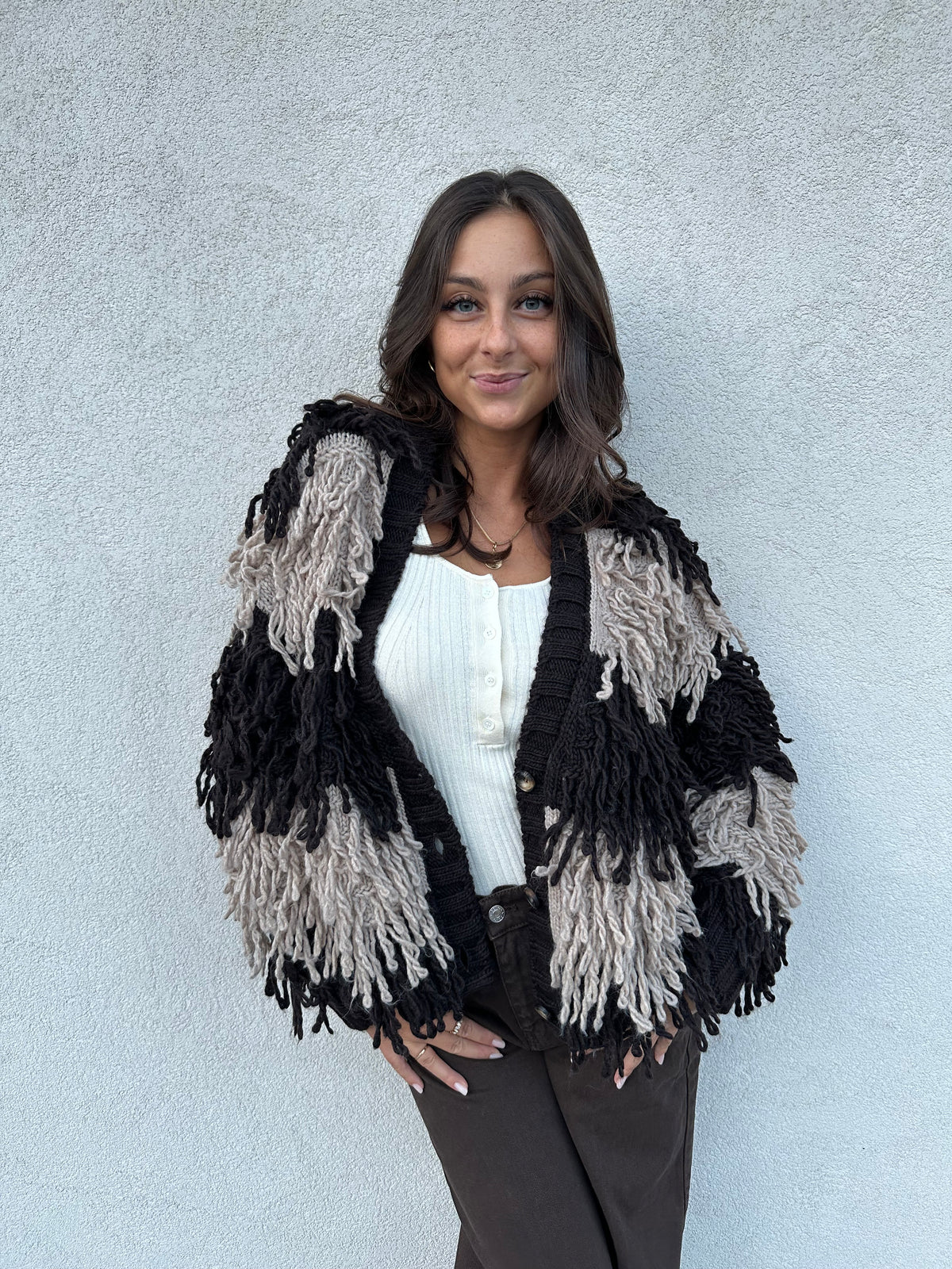 Cardigan sfrangiato BICOLOR - VICOLO