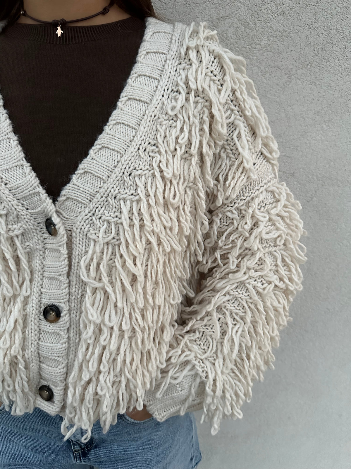 Cardigan sfrangiato BURRO - VICOLO