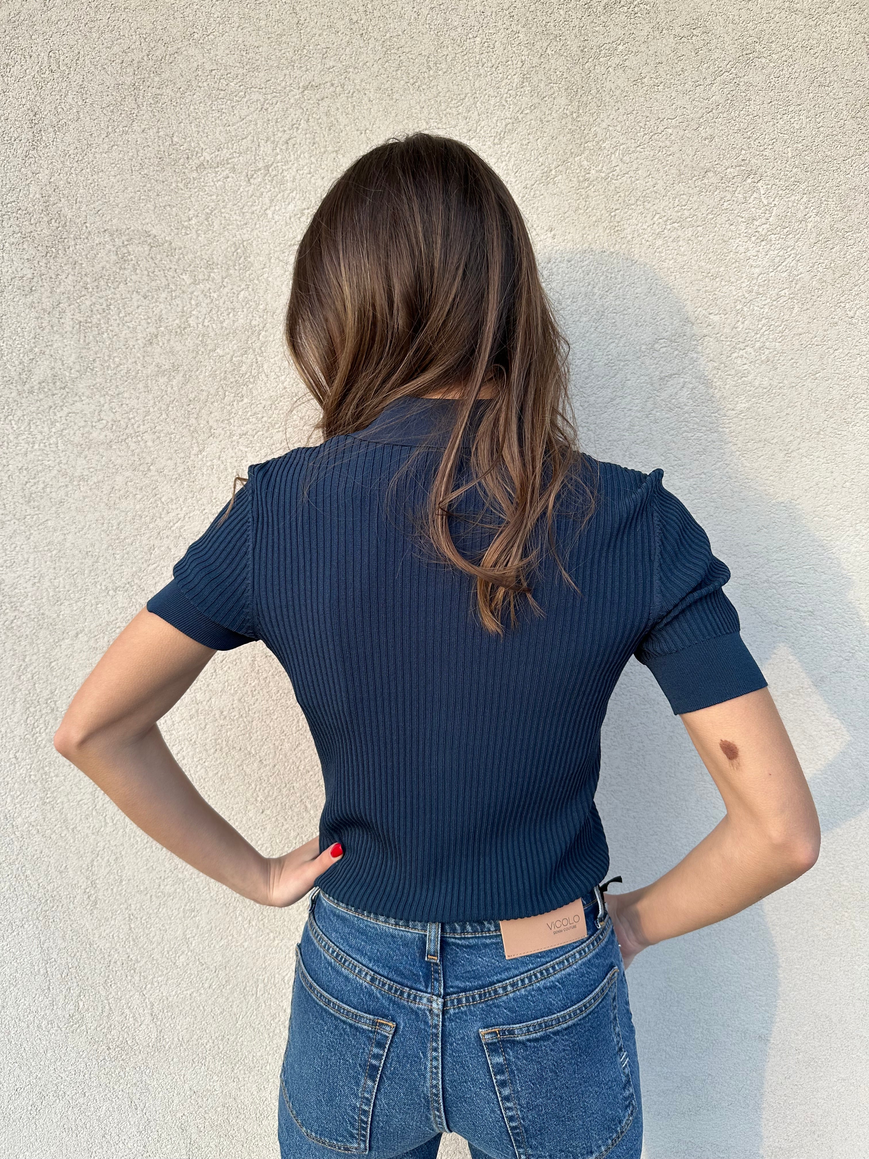 Polo zip BLU - PATRIZIA PEPE