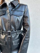 Giacca lunga ecopelle NERA - PATRIZIA PEPE