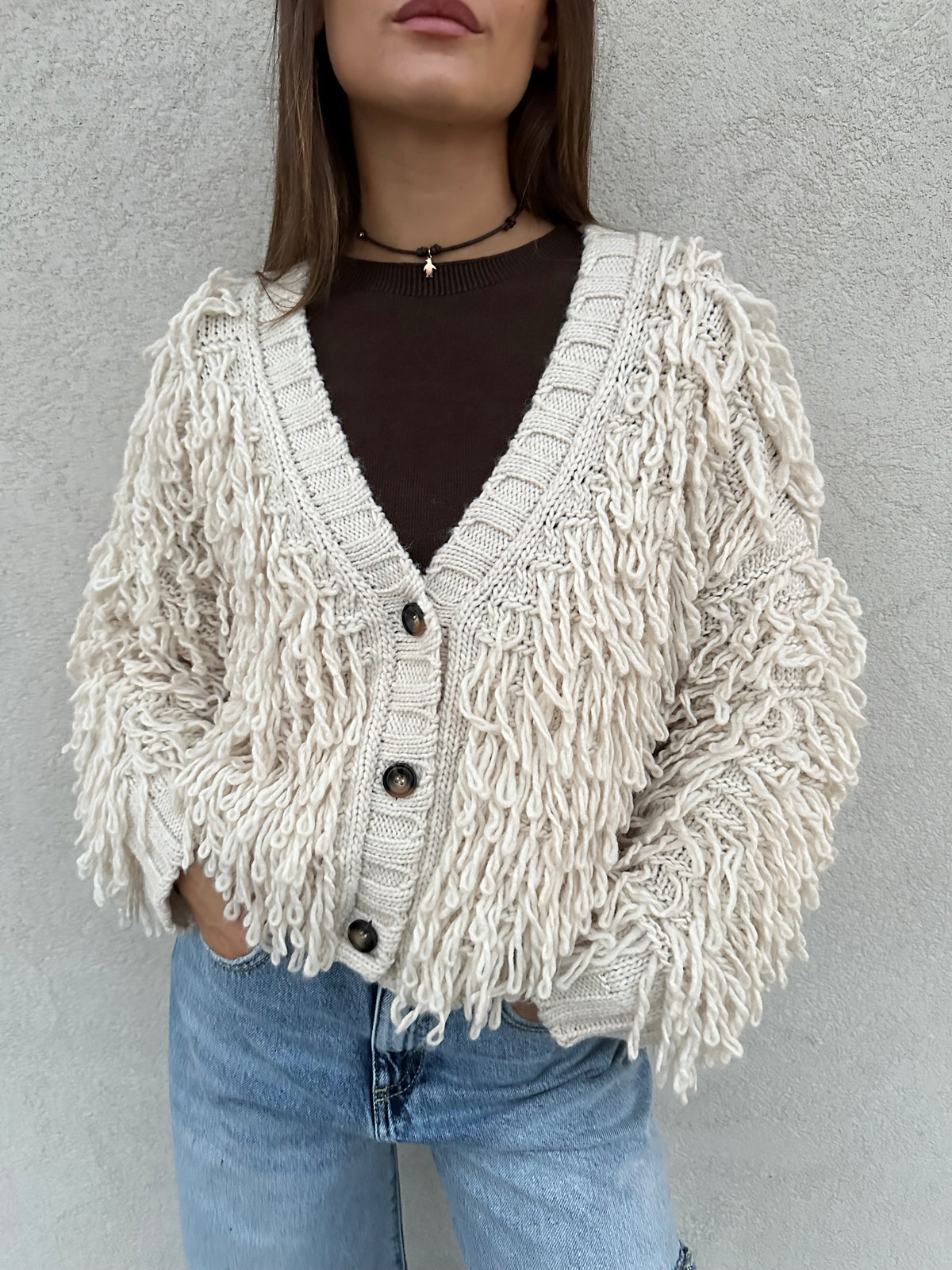 Cardigan sfrangiato BURRO - VICOLO