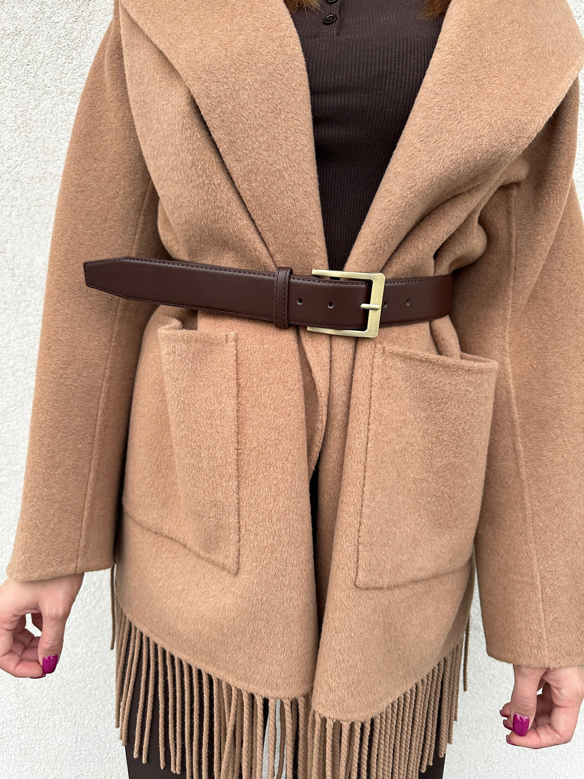 Cappotto frange BISCOTTO - VICOLO