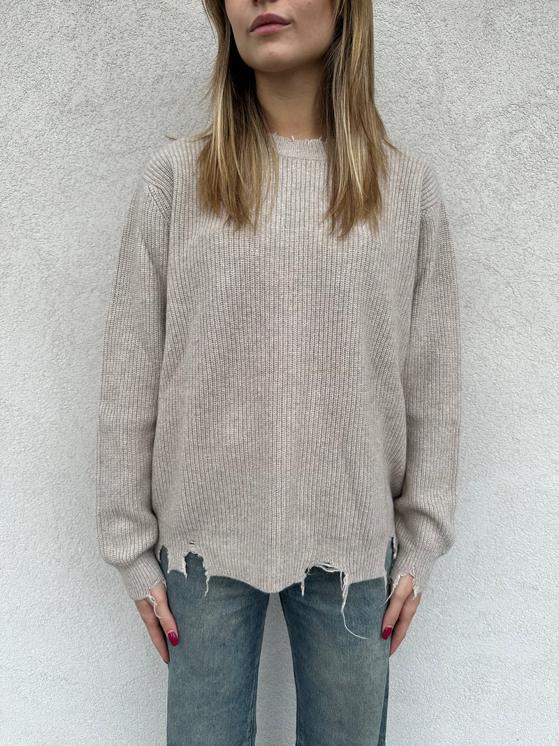 Maglione con rotture BEIGE - VICOLO