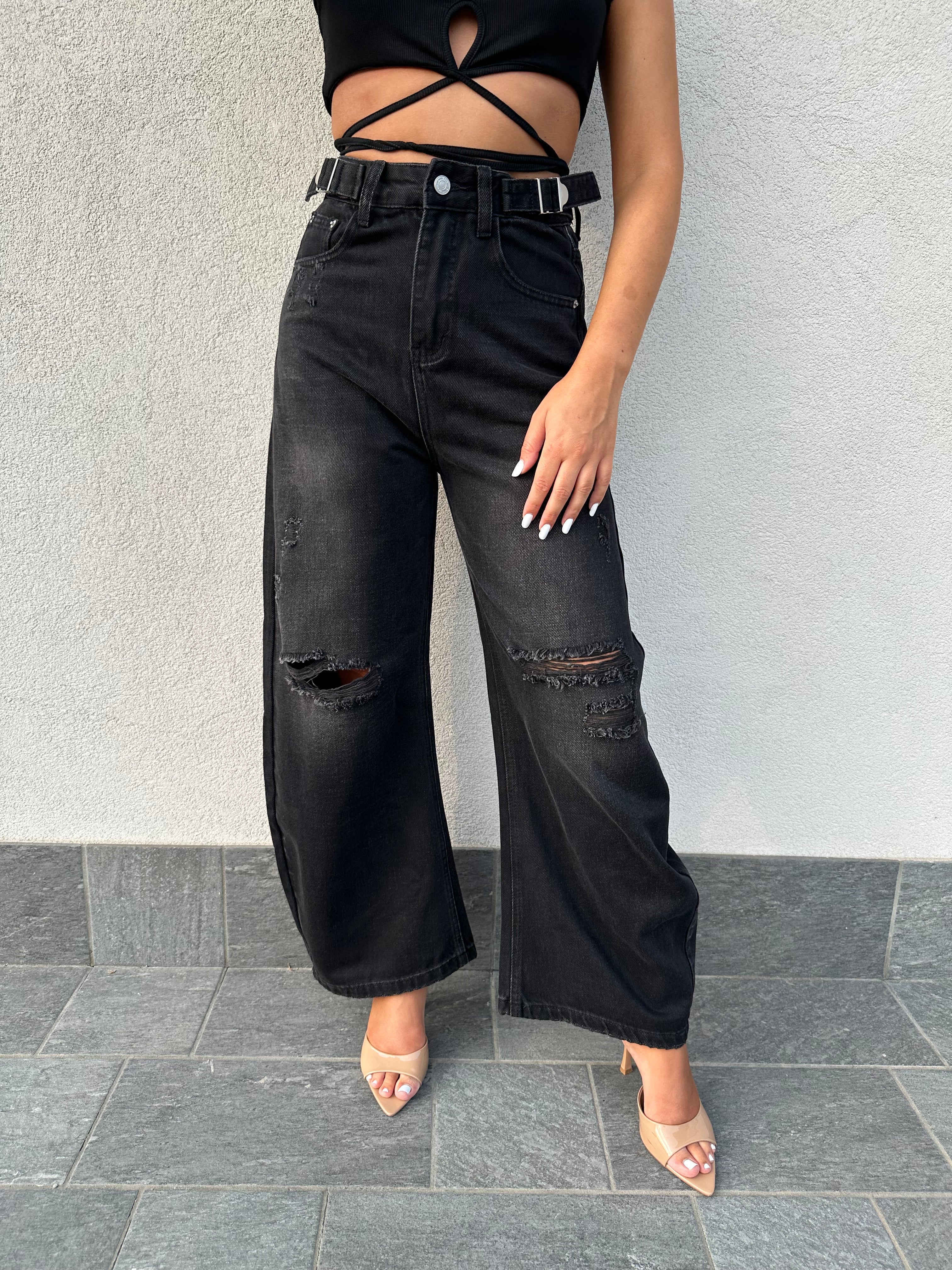 Jeans barrel fibbie strappi - ANNAROCK