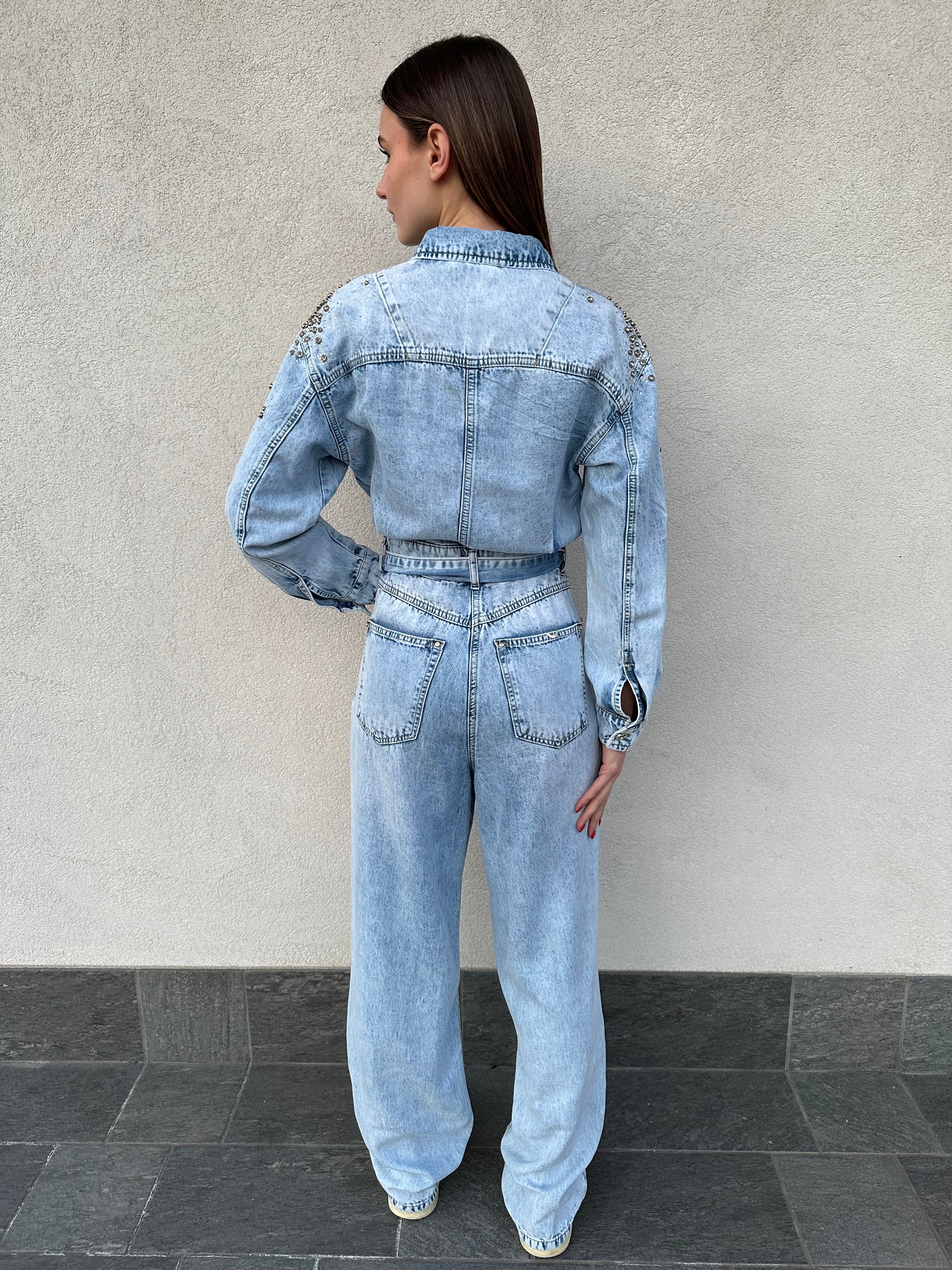 Tuta denim strass