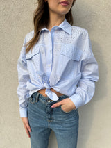 Camicia strass azzurra - VICOLO