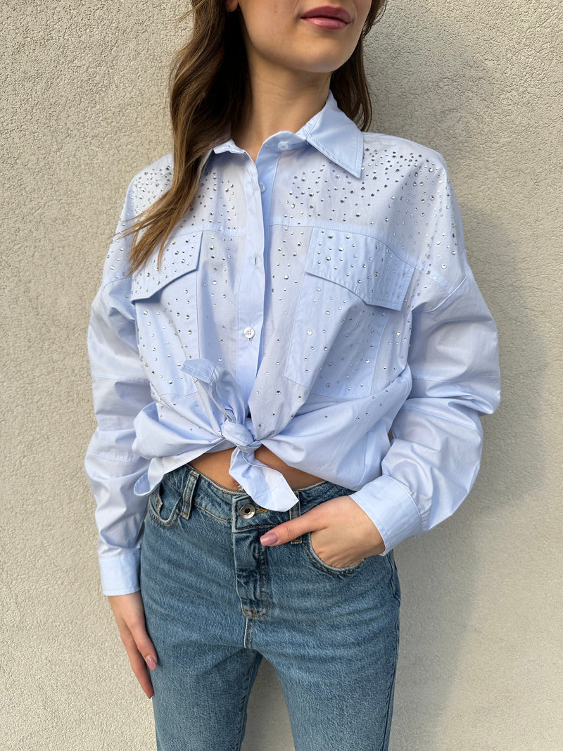 Camicia strass azzurra - VICOLO