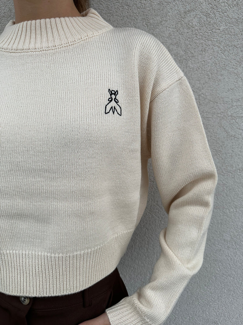 Maglione crop PANNA - PATRIZIA PEPE