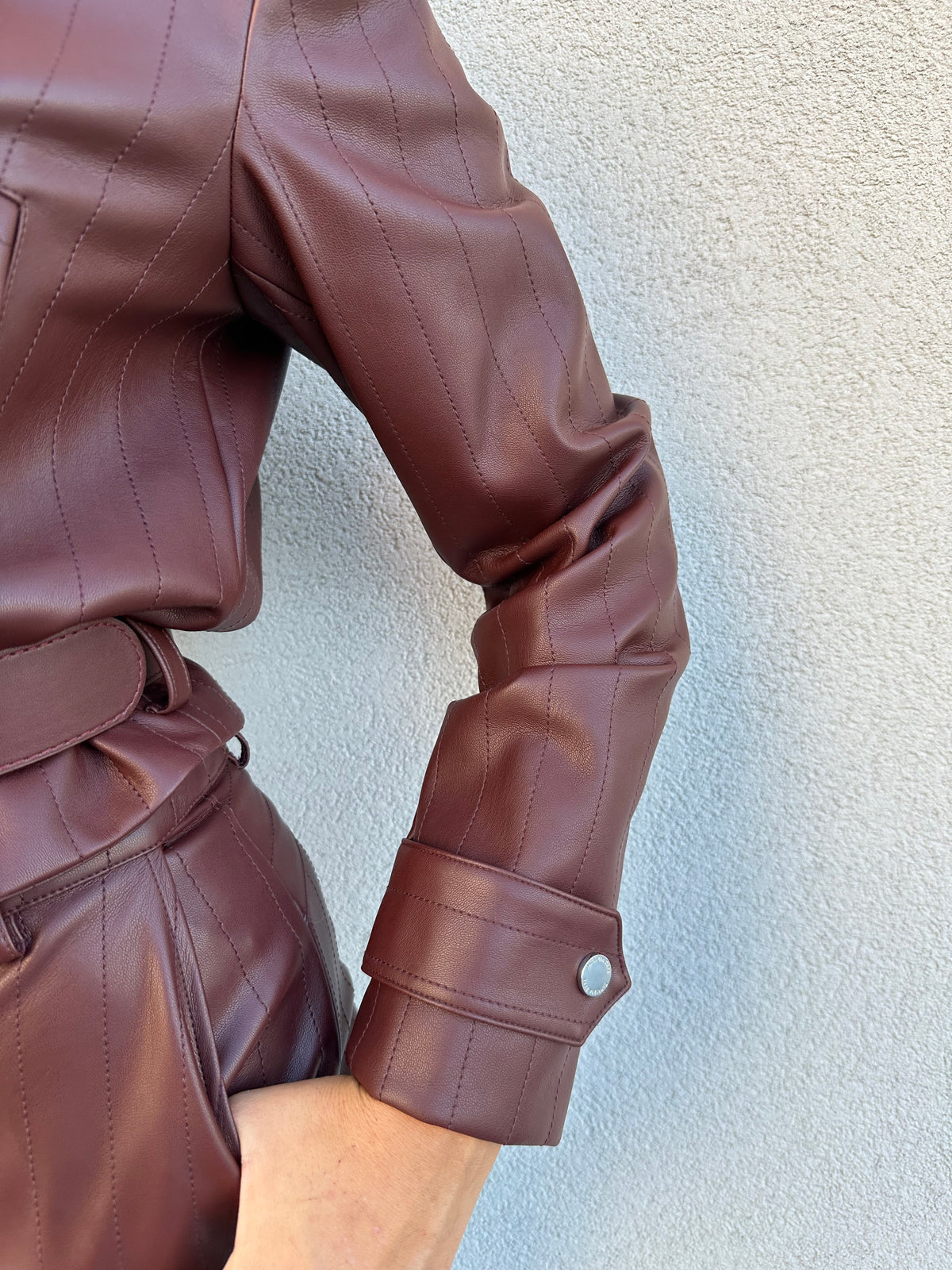 Giacca chiodo ecopelle BORDEAUX - PATRIZIA PEPE