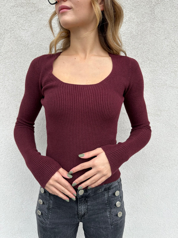 Maglia costine BORDEAUX - VICOLO