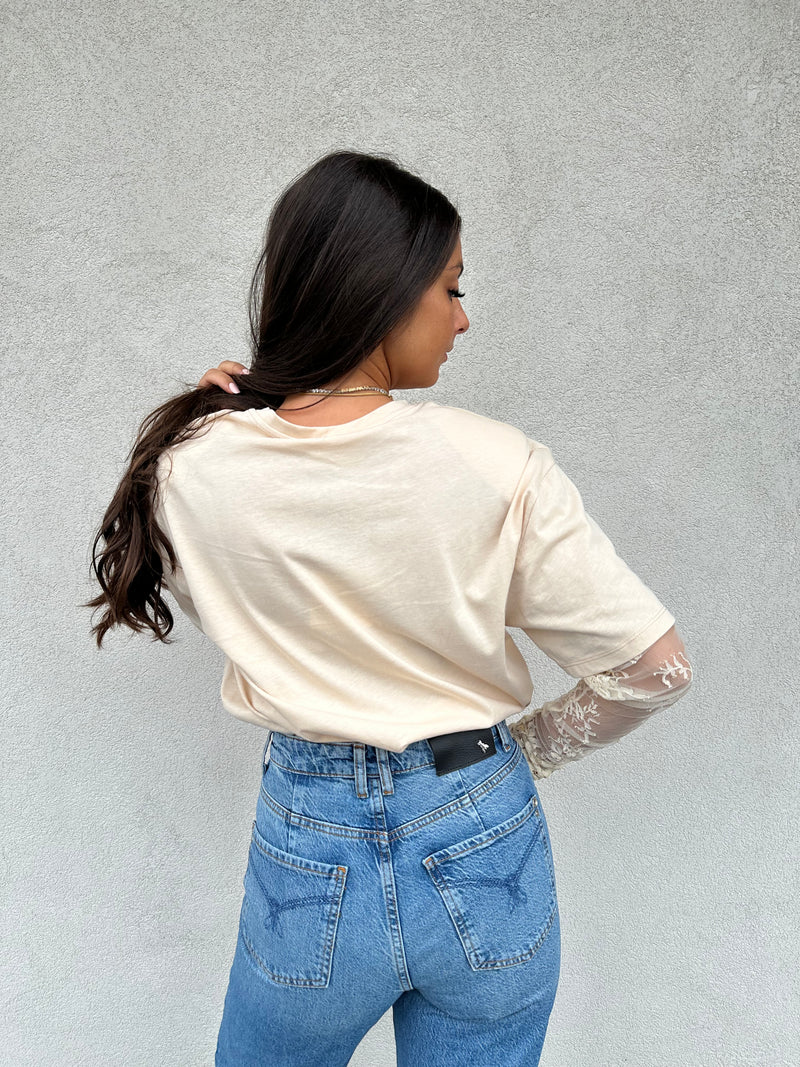 T-shirt maniche pizzo VANIGLIA - VICOLO