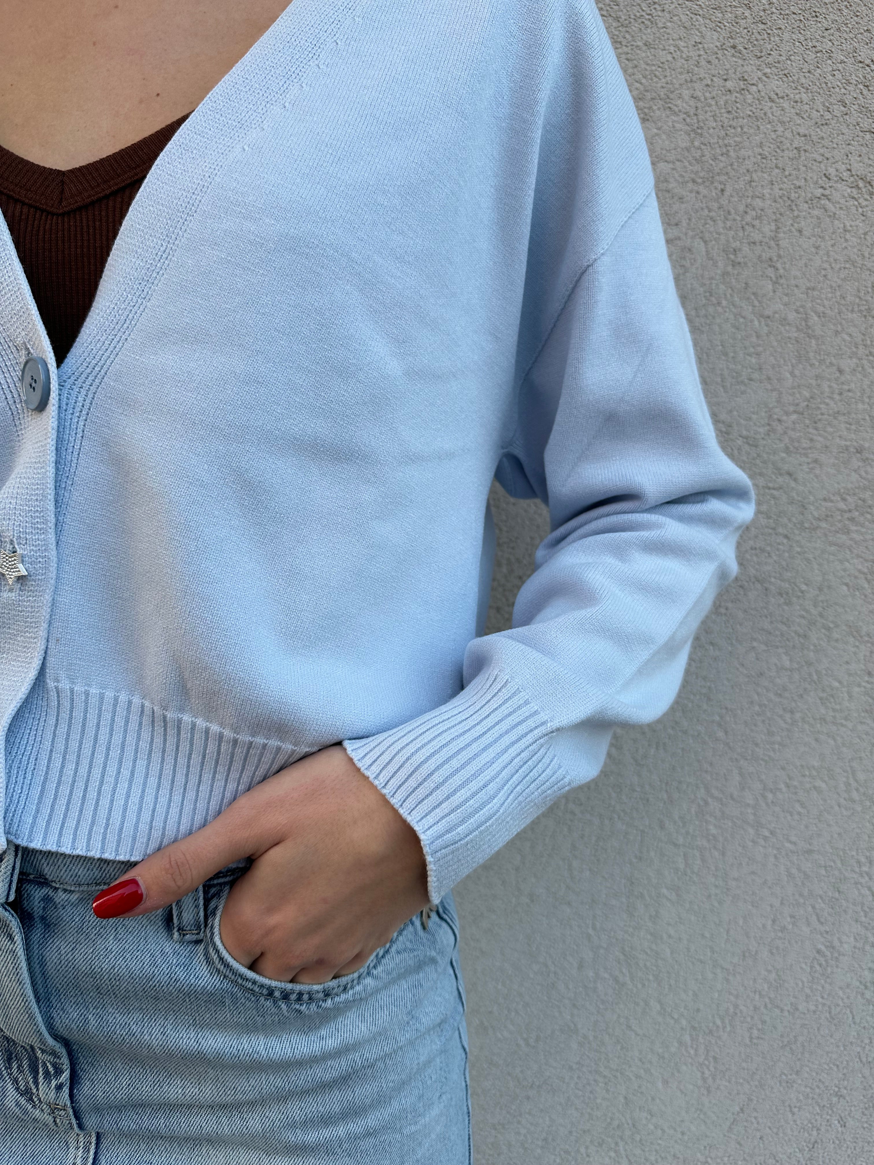 Cardigan stellina AZZURRO - VICOLO