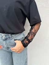 T-shirt maniche pizzo NERA - VICOLO